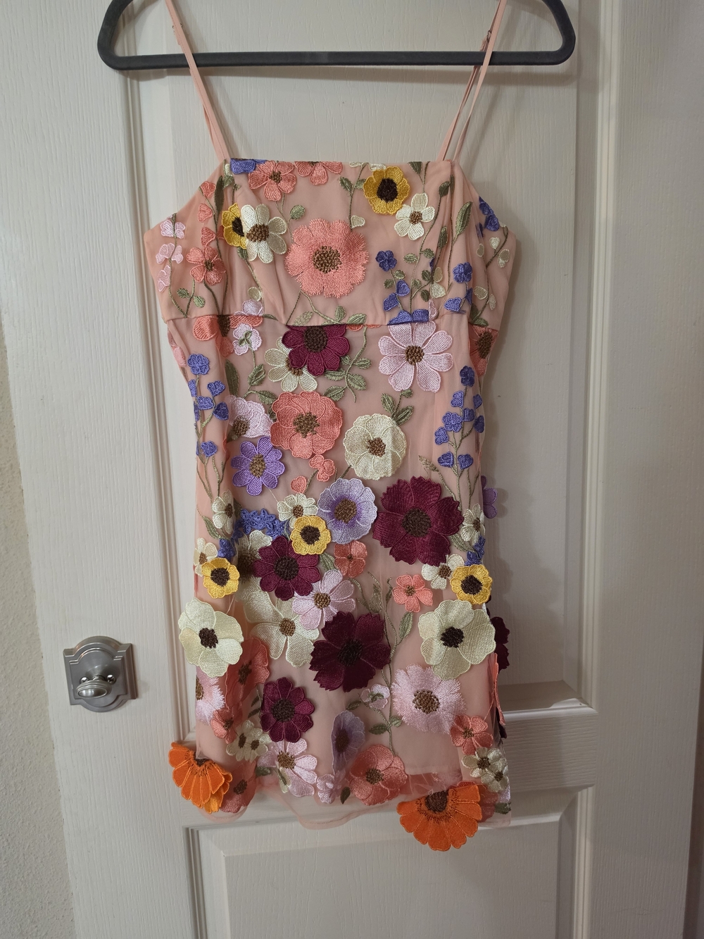 Storia Pink Floral 3D Appliqué Mini Dress